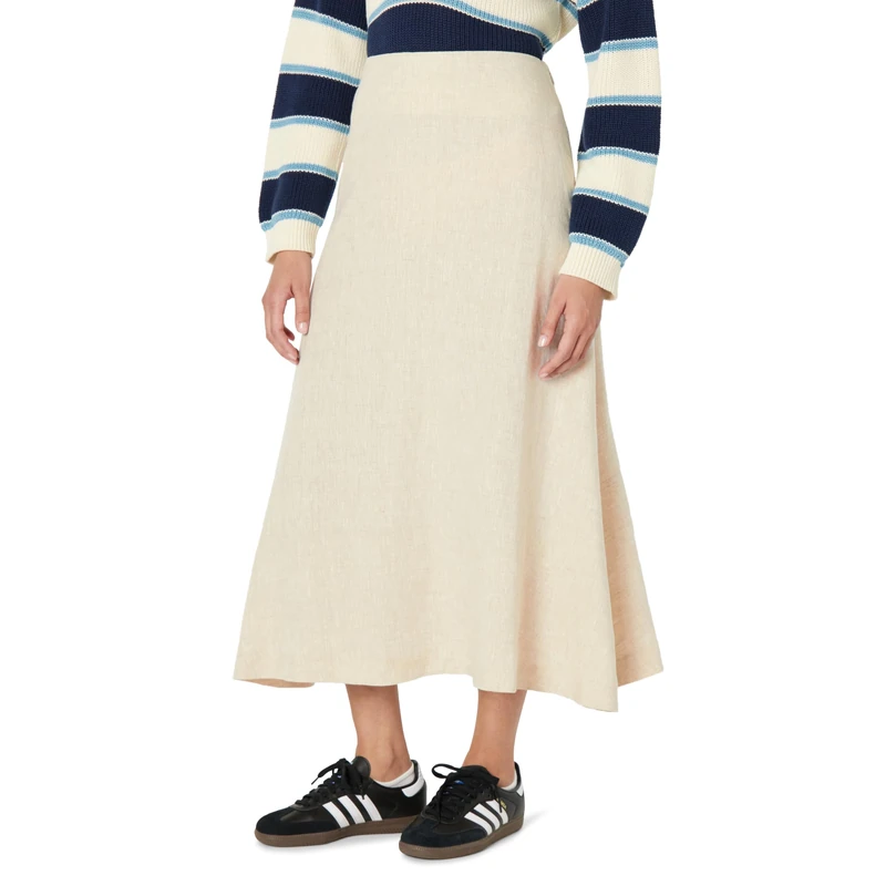 The Drop Women’s Sicily Linen Midi Skirt, Natural Linen, 4X, Plus Size