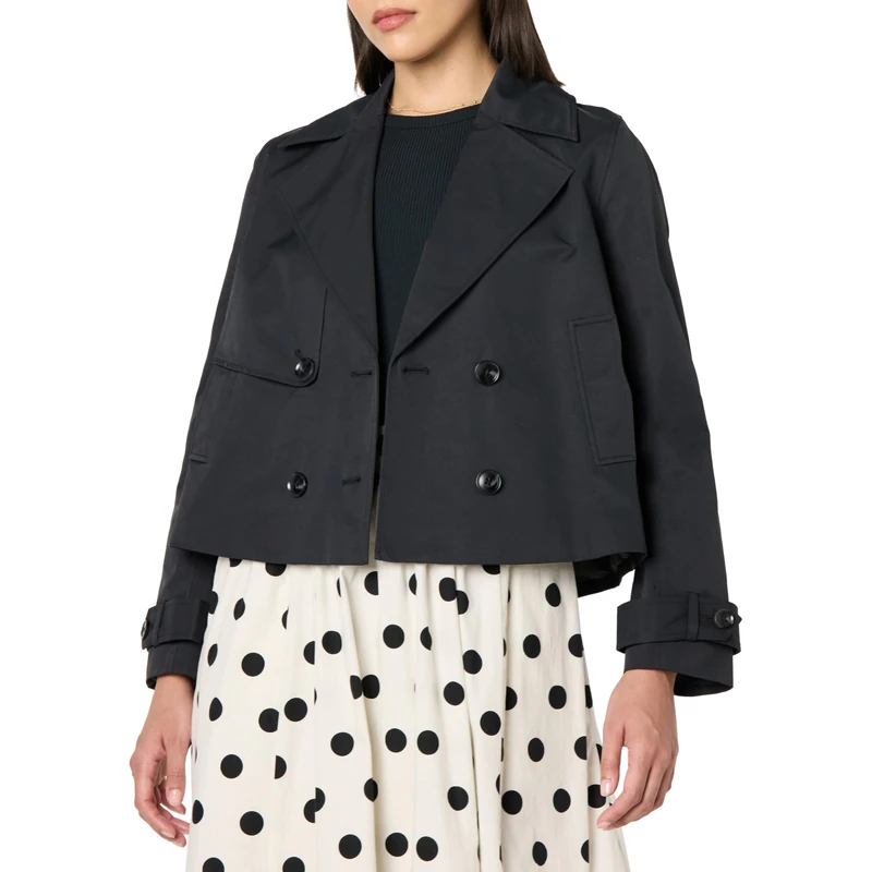 The Drop Women’s Mara Cropped Trench, Black, M