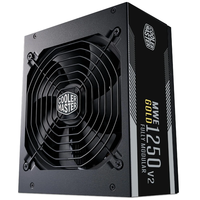 Cooler Master MWE Gold 1250 V2 ATX 3.1 Fully Modular PSU (UK Plug) - ATX 3.1 Support, 80 PLUS Gold 1250W Power Supply, PCIe 5.1 Cabling, 140mm FDB Fan, High-Temperature Threshold, 10 Year Warranty