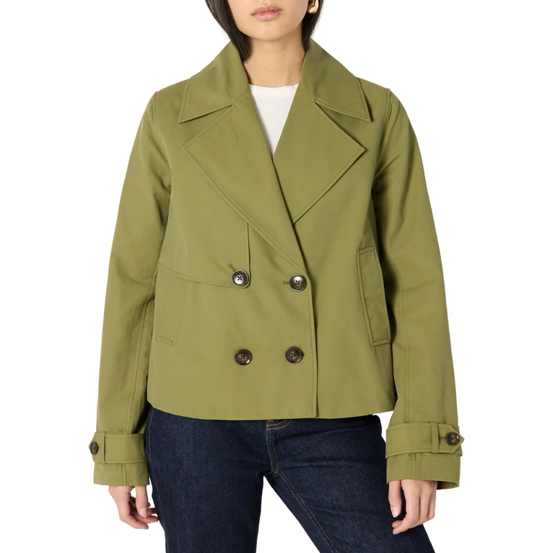 The Drop Women’s Mara Cropped Trench, Martini Olive, L