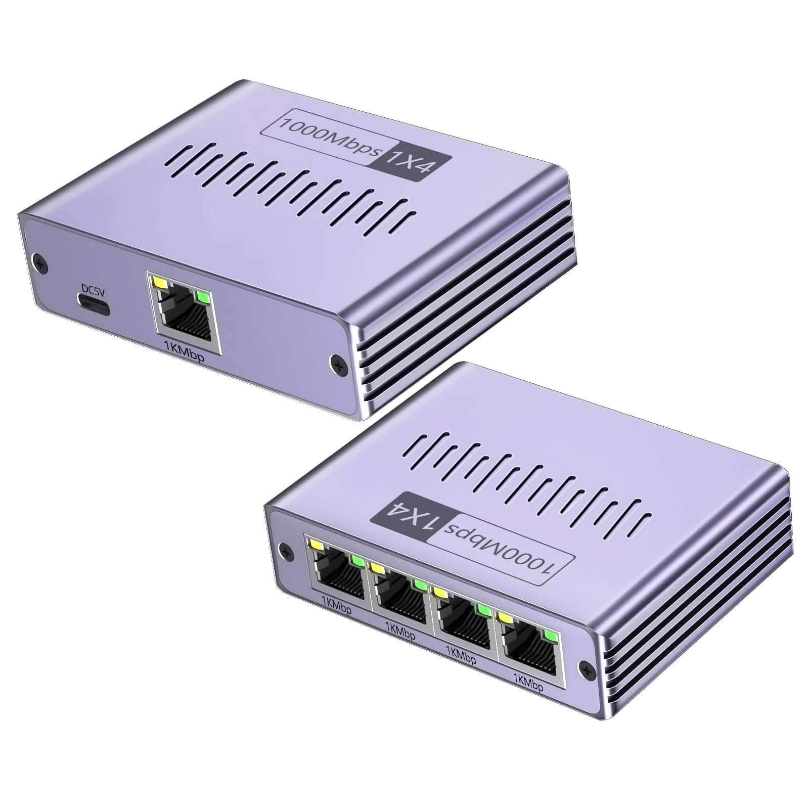 Ethernet Splitter 1 to 4,Gigabit Ethernet Switch, 1000Mbps RJ45 LAN Internet Splitter, 4 Port Gigabit Ethernet Switch for Computer, Laptop, Hub, Switch, Router, Set-Top Box