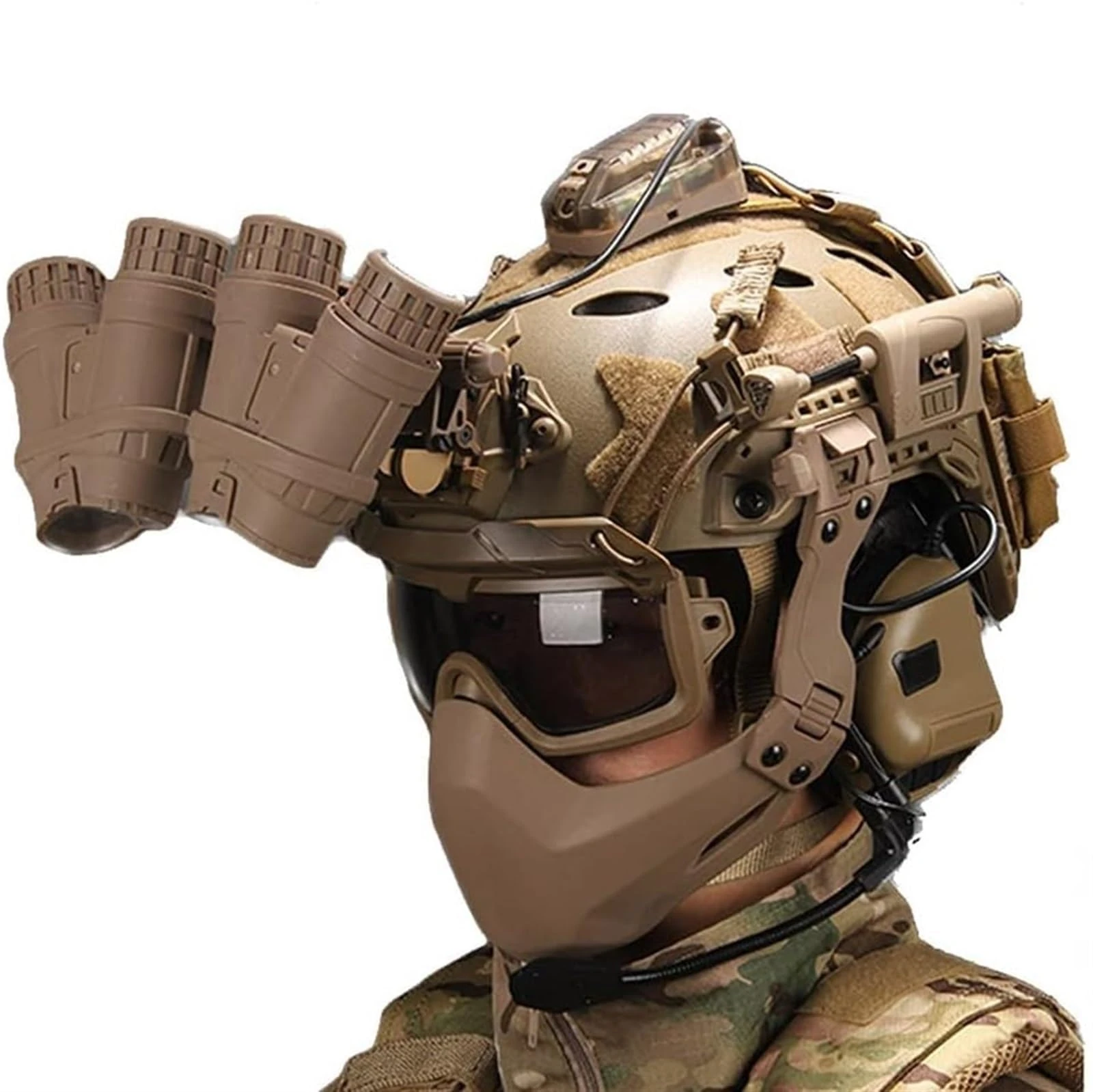 Tactical FAST SF Adjustable Paintball Helmet, Telescope Model Helmet Tactical Gear, for Outdoor Airsoft Cosplay CS Game Gear(G)