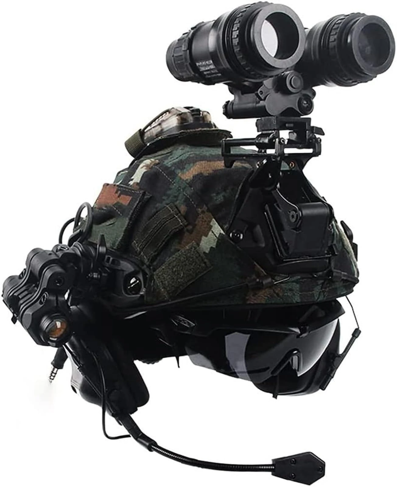 PJ Type Tactical Airsoft Paintball Helmet Set With EPP Pad, Equipped With Tactical Headset, Goggles And Mount Telescope Model For Outdoor Hunting Game(C)