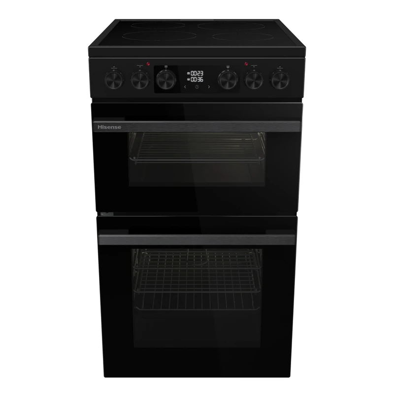 Hisense HDCEC5C10B Freestanding Ceramic Electric Cooker with Double Oven 69/43 Litres - Black, A Rated Double Oven [Energy Class A]