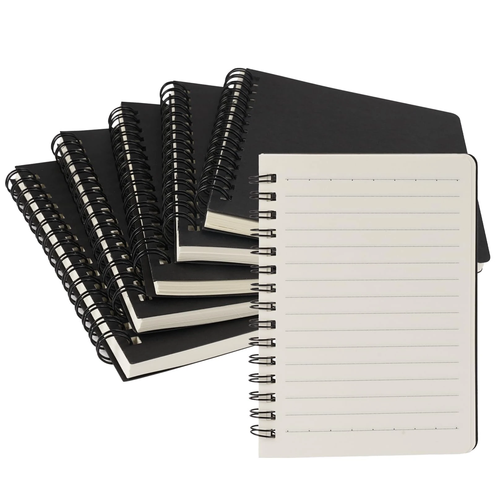 6 Pack Spiral Notebook A6,105mm x 148mm Shorthand Notebook,Kraft Notebook,A6 Pocket Notebook,50 Sheets 100 Pages,A6 Wirebound Notebook,Note Pads A6 Black Cover,Notepad for School Office Business