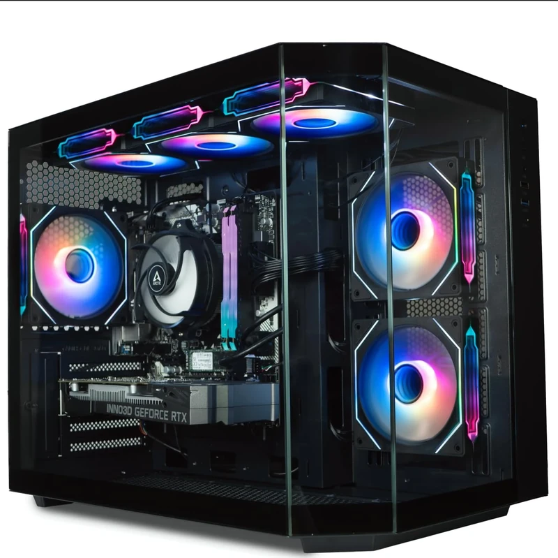 ionz Gaming PC - Desktop Computer, Ryzen 7 5700X, NVIDIA RTX 4060,16GB RAM 1TB SSD, Windows 11, 500W 80+ PSU, WiFi APEX,Black