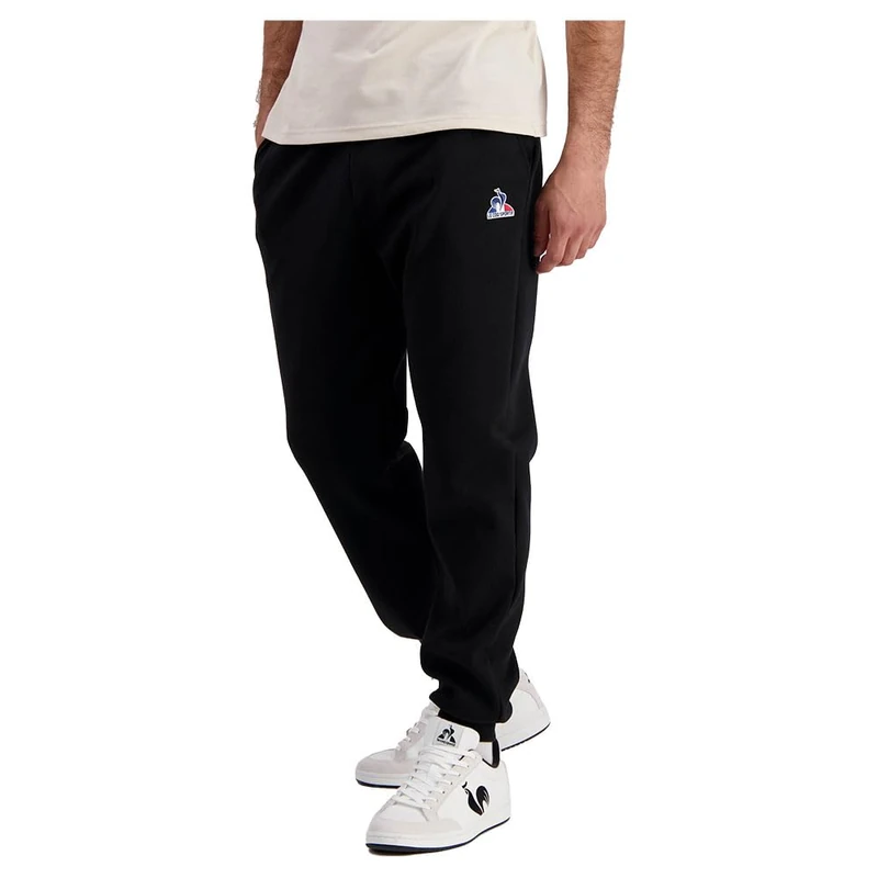 Le Coq Sportif - ESS Pant Loose N°2 M - Double Sided Polyester Cotton Trousers Loose Fit Bottom Comfortable Elastic Waist Drawstring - Size M - Black