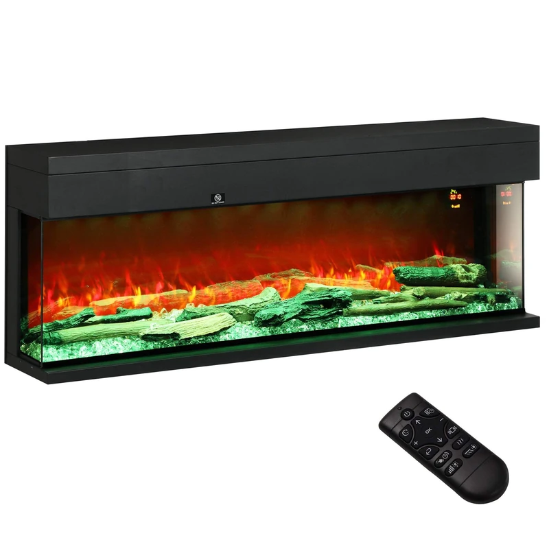 HOMCOM 152.4cm Electric Fireplace Recessed, Insert, Wall Mount, Freestanding