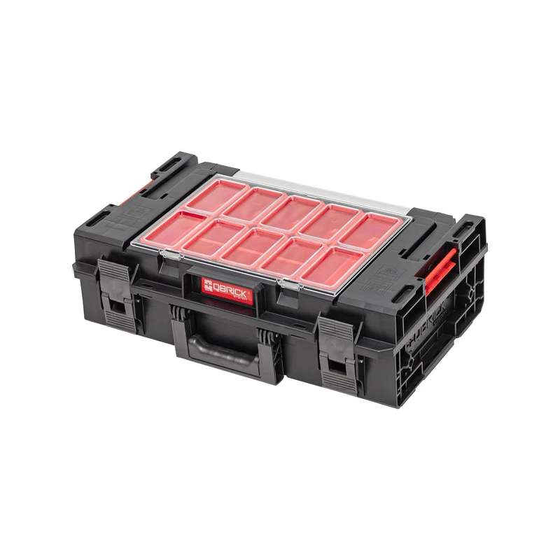 Qbrick - System ONE 200.0 2.0 Expert BLACK - Tool Box with 8 Storage Buckets in Various Sizes - Organisation for Large Power Tools, Hand Tools and More - IP66 Certificate