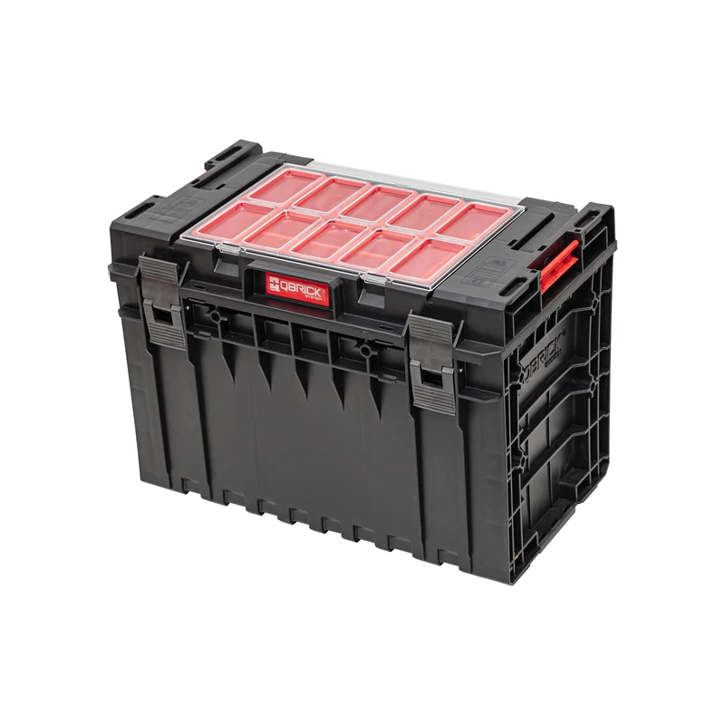 Qbrick - System ONE 450 2.0 Tool Box - 52L Capacity with EXPERT Lid with New Storage Options, 8 Buckets in Various Sizes- Aluminium Handle, Removable Bins and Adjustable Partitions – IP66 Rated