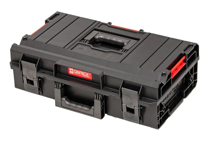 Qbrick - System ONE 200 2.0 Vario BLACK - Tool Box - Storage for Work Tools and Accessories with 50kg Capacity - Standard Lid comes with Additional Connectors - Made of ABS