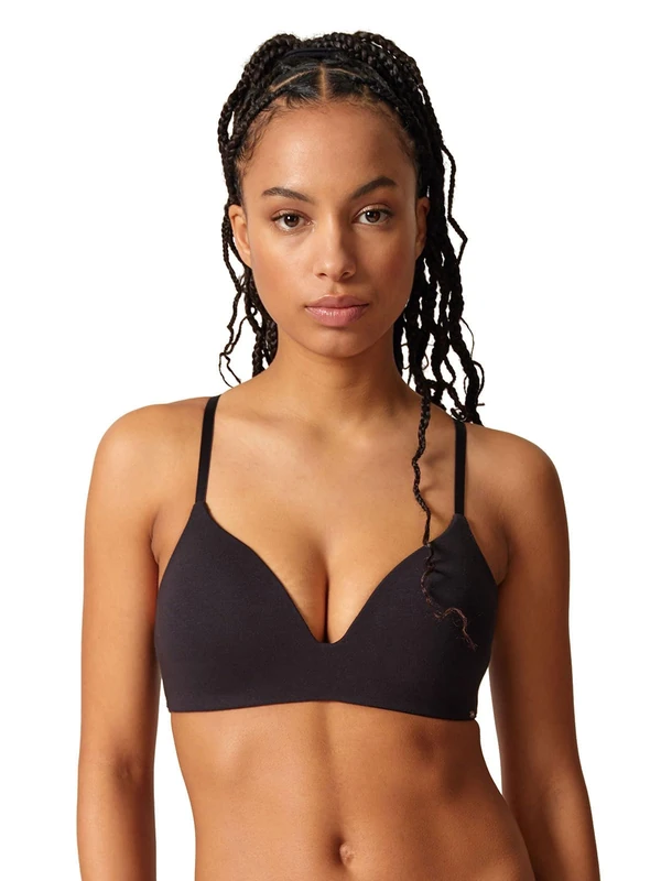 Skiny Women's Da. Triangel Gepaddet Bra, Opaque, Black, 34C - Image 1
