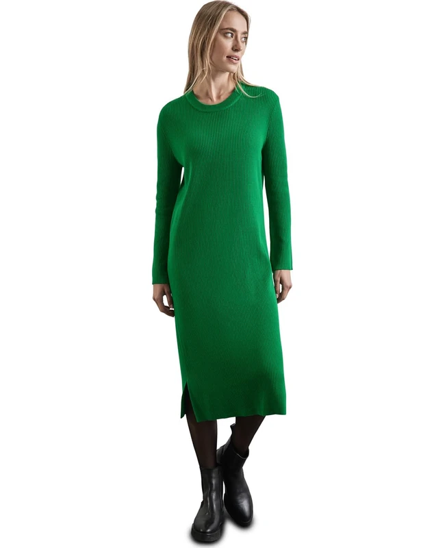 Street One Women's A144267 Long Dress_Rib, Vibrant Green, 12