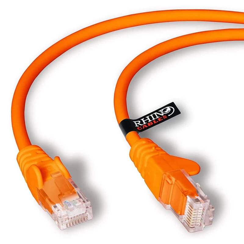 rhinocables CAT 6 High-Speed Gigabit Ethernet Cable - Patch Network Lead for LAN| Snagless UTP With LSZH Jacket | RJ45 Connector - Internet, Router, Modem, Smart TV, PC & More (2m, Orange, Pack of 10)
