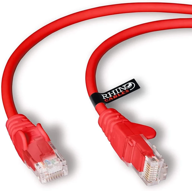 rhinocables CAT 6 High-Speed Gigabit Ethernet Cable - Patch Network Lead for LAN| Snagless UTP With LSZH Jacket | RJ45 Connector - Internet, Router, Modem, Smart TV, PC & More (3m, Red, Pack of 10)