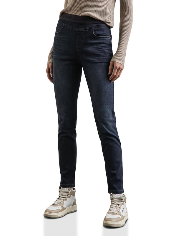 Street One Women's A377771 Style QR Jeggings, hw, Thermo, Slightly Washed Indigo, 36W x 28L - Image 1