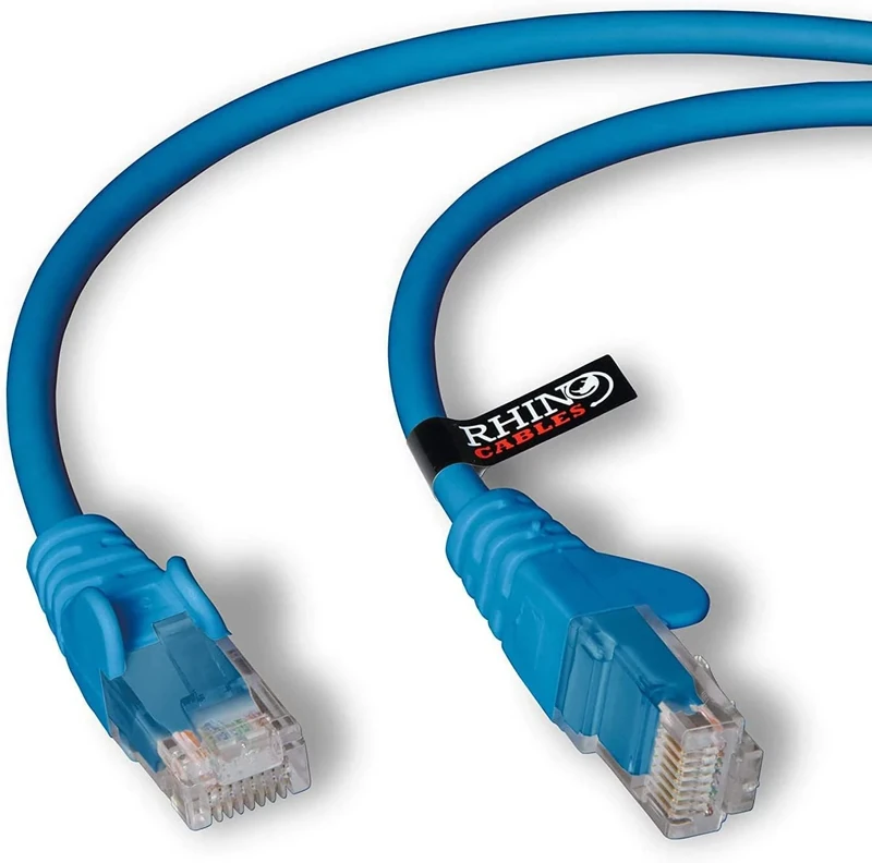 rhinocables CAT 6 High-Speed Gigabit Ethernet Cable - Patch Network Lead for LAN| Snagless UTP With LSZH Jacket | RJ45 Connector - Internet, Router, Modem, Smart TV, PC & More (3m, Blue, Pack of 10)
