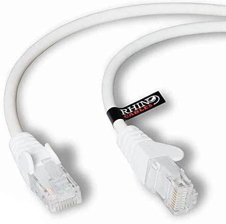 rhinocables CAT 6 High-Speed Gigabit Ethernet Cable - Patch Network Lead for LAN| Snagless UTP With LSZH Jacket | RJ45 Connector - Internet, Router, Modem, Smart TV, PC & More (2m, White, Pack of 10)