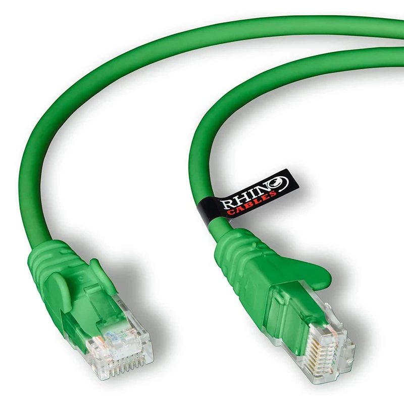 rhinocables CAT 6 High-Speed Gigabit Ethernet Cable - Patch Network Lead for LAN| Snagless UTP With LSZH Jacket | RJ45 Connector - Internet, Router, Modem, Smart TV, PC & More (5m, Green, Pack of 10)