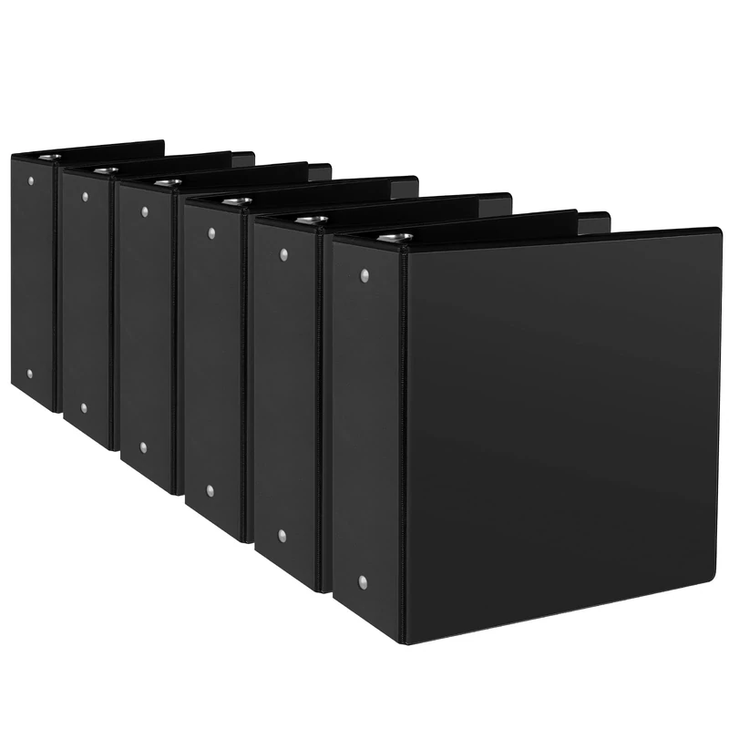 CIXILDTS 3" 3 Ring Binder, Standard 3-Inch Round Ring Binder Fit Letter Size Paper, Presentation View Binders, 6 Packs, Black