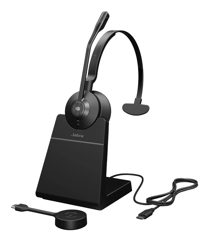 Jabra Engage 55 SE Mono headset MS, Link 400c DECT adapter USB-C, Engage 55 SE Deskstand, 1.2m USB-C to USB-C Cable, Carry case, Warranty and warning (safety leaflets)
