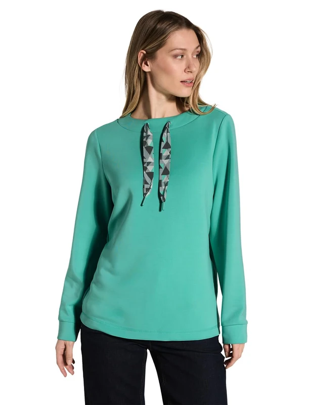 Cecil Women's B303038 TOS Modal Sweatshirt with Printed Strings, Aventurine Green, S