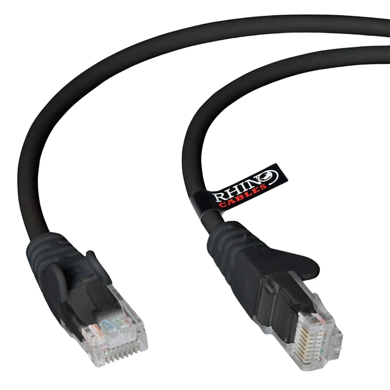 rhinocables CAT 6 High-Speed Gigabit Ethernet Cable - Patch Network Lead for LAN| Snagless UTP With LSZH Jacket | RJ45 Connector - Internet, Router, Modem, Smart TV, PC & More (3m, Black, Pack of 10)