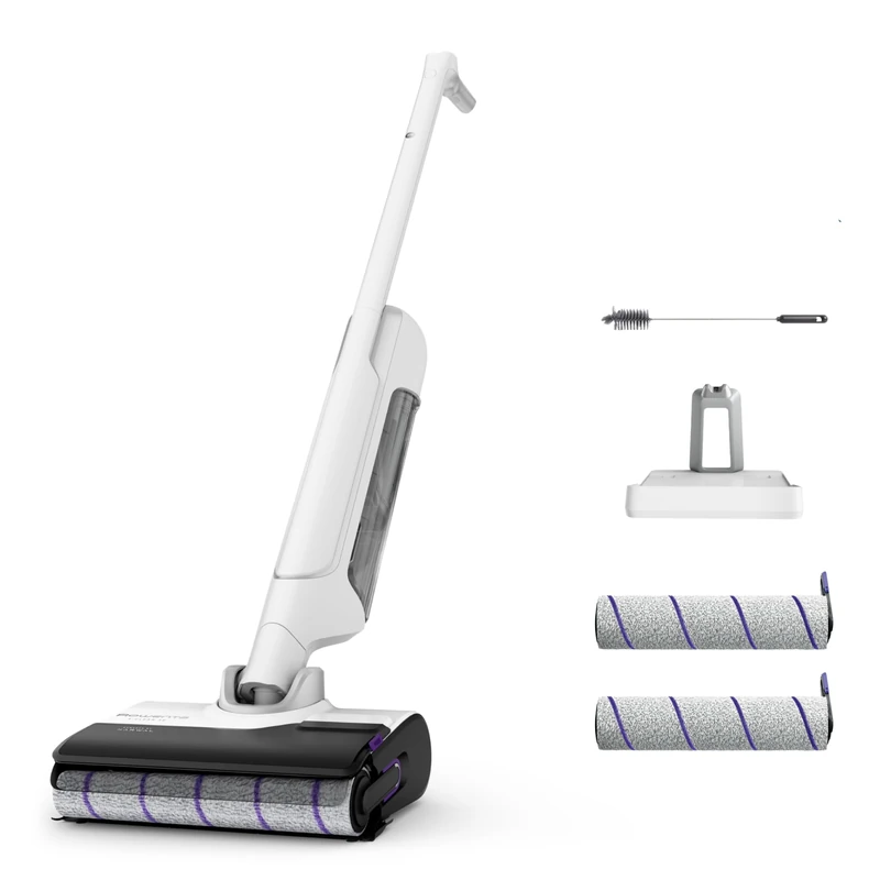 Rowenta X-Clean10 Aspirateur laveur sans fil, Longue autonomie, Nettoyage et séchage automatique GZ7540WO, 066_HANDSTICK Wet & Dry, White, Premium
