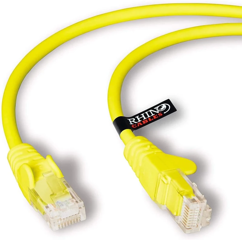 rhinocables CAT 6 High-Speed Gigabit Ethernet Cable - Patch Network Lead for LAN| Snagless UTP With LSZH Jacket | RJ45 Connector - Internet, Router, Modem, Smart TV, PC & More (2m, Yellow, Pack of 10)