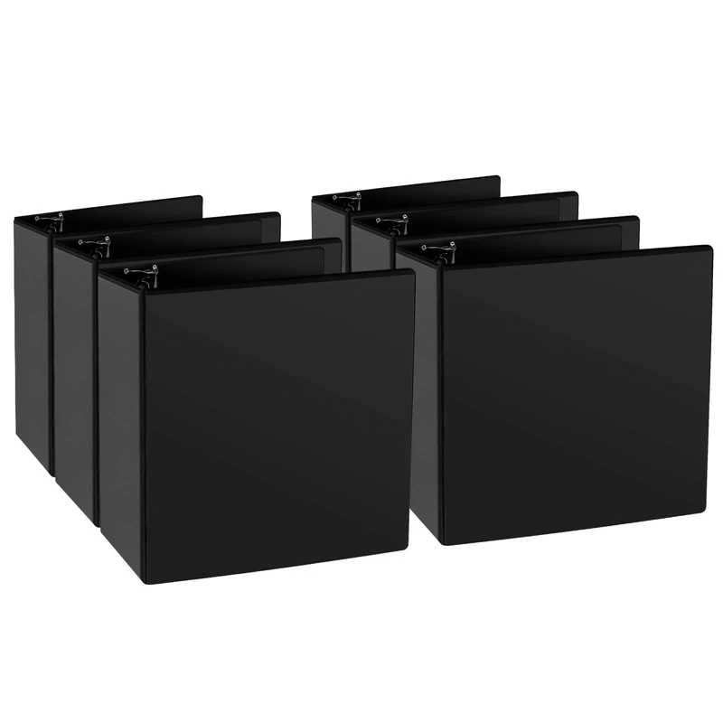 CIXILDTS 4" 3 Ring Binder, Standard 4-Inch Slant-D Ring Binder Fit Letter Size Paper, Presentation View Binders, 6 Packs, Black