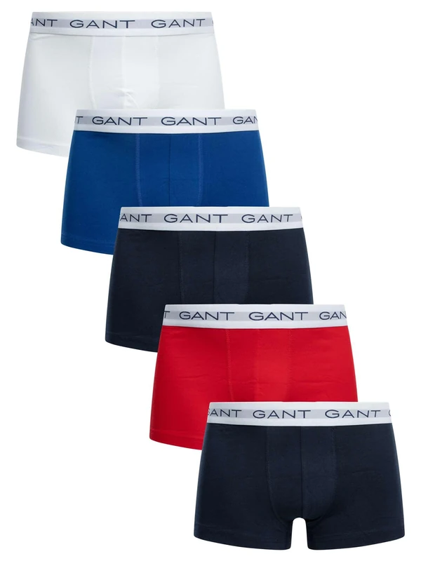 GANT Men's Trunk 5-Pack Underwear, Navy/Red/Blue/Blue/White, One Size (Pack of 5)