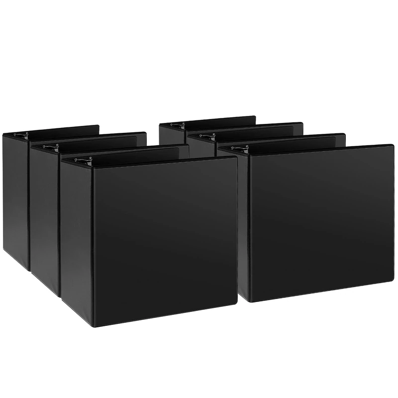 CIXILDTS 5" 3 Ring Binder, Standard 5-Inch Slant-D Ring Binder Fit Letter Size Paper, Presentation View Binders, 6 Packs, Black
