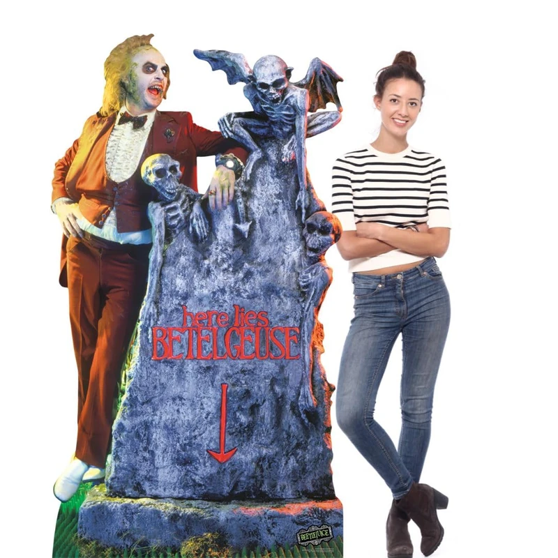 Star Cutouts SC4512 Beetlejuice with Tombstone – 182cm Lifesize Cardboard Cutout for Spooky Displays & Film Lovers