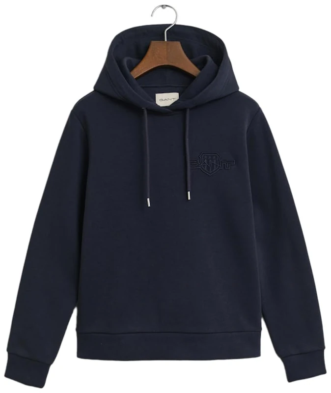 GANT Women's Reg Tonal Shield Hoodie Hooded Sweatshirt, Evening Blue, XS