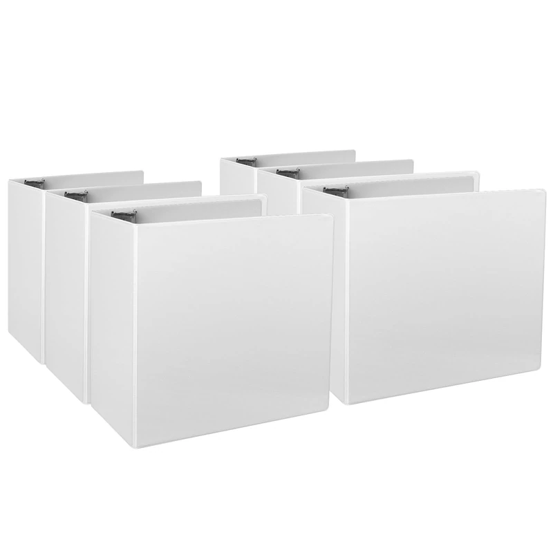 CIXILDTS 5-Inch 3 Ring Binder, Standard 5" Slant-D Ring Binder Fit Letter Size Paper, Presentation View Binders, White, 6-Pack