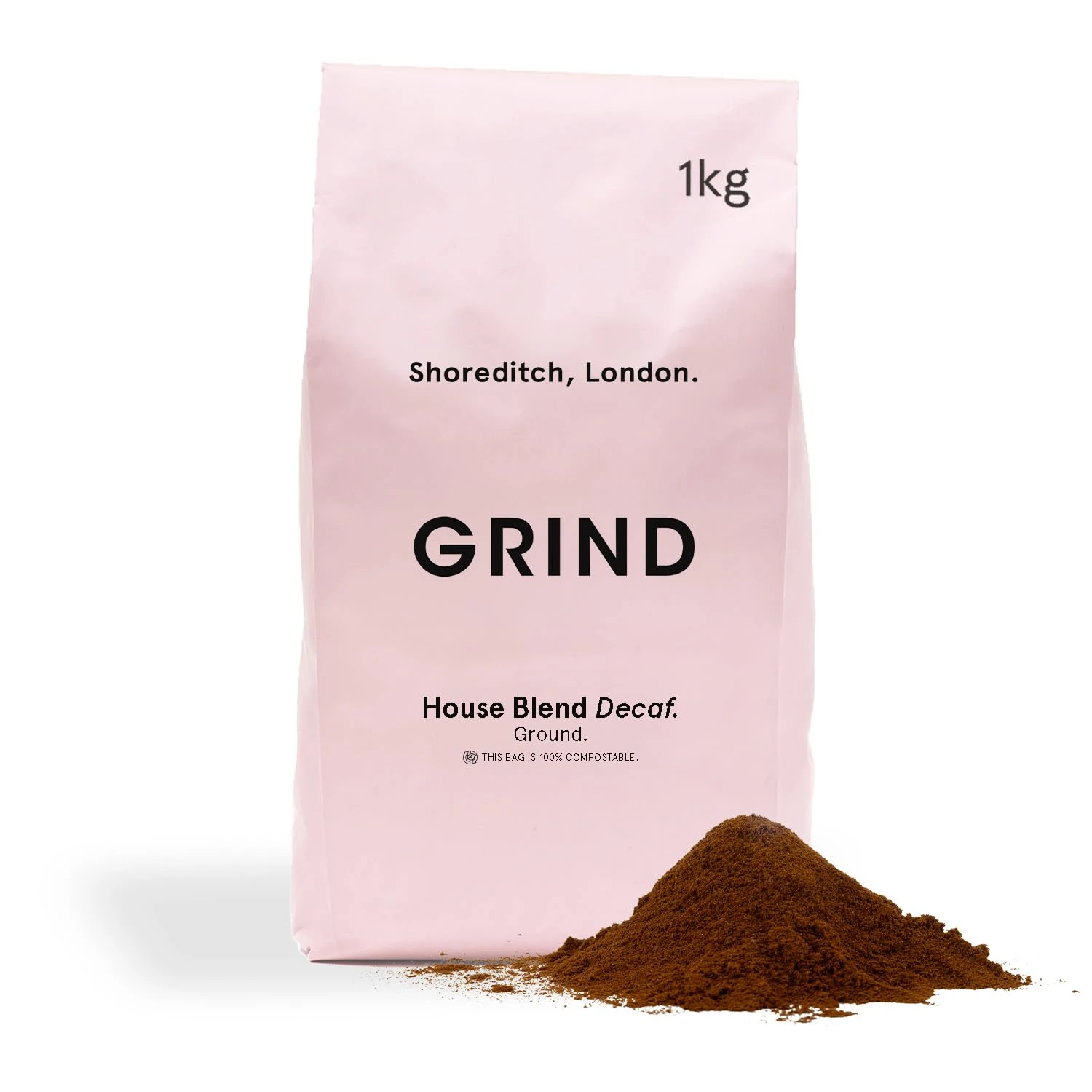 Grind Decaf House Blend Ground Coffee – 1kg Bag – Medium Roast – 100% Arabica – Natural Decaffeination Process – Suitable for Cafetière, Moka Pot, AeroPress and Filter Brew – Ethically Sourced