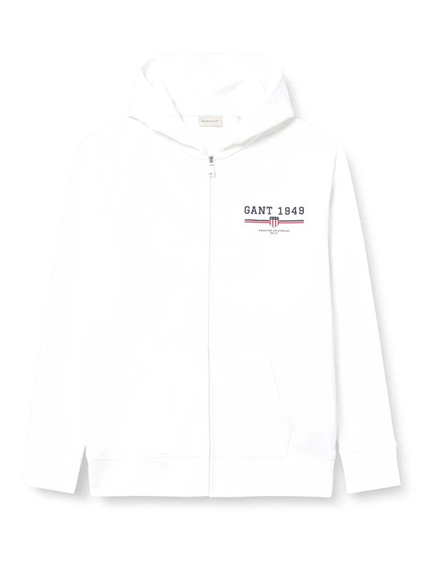 Graphic Full Zip Hoodie, Eggshell, XL