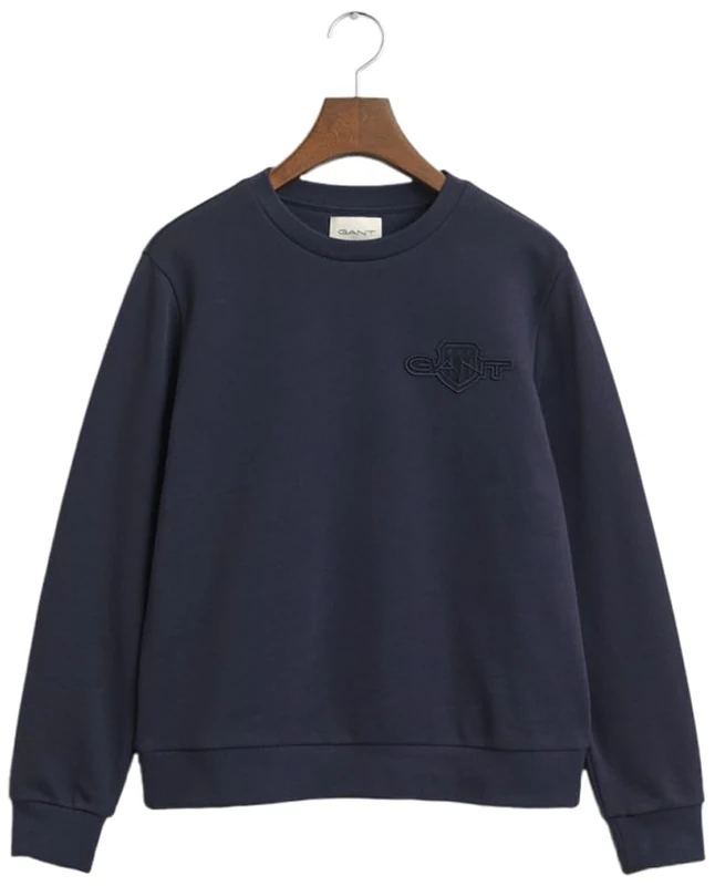 GANT Women's Reg Tonal Shield C-Neck Sweat Sweatshirt, Evening Blue, XS