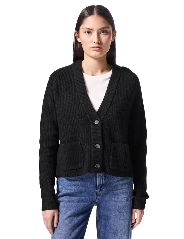 Street One Studio Women's F253899 Cosy_Short_Cardigan, Black, 18