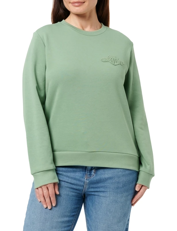 GANT Women's Reg Tonal Shield C-Neck Sweat Sweatshirt, Kalamata Green, XS