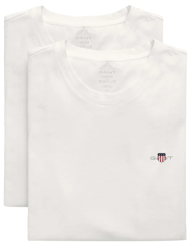 GANT Men's C-Neck T-Shirt, Pack of 2, Underwear, White, Standard (Pack of 2), White, One Size