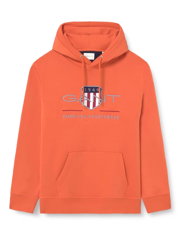 GANT Men's Hoodie, Deep Orange, M