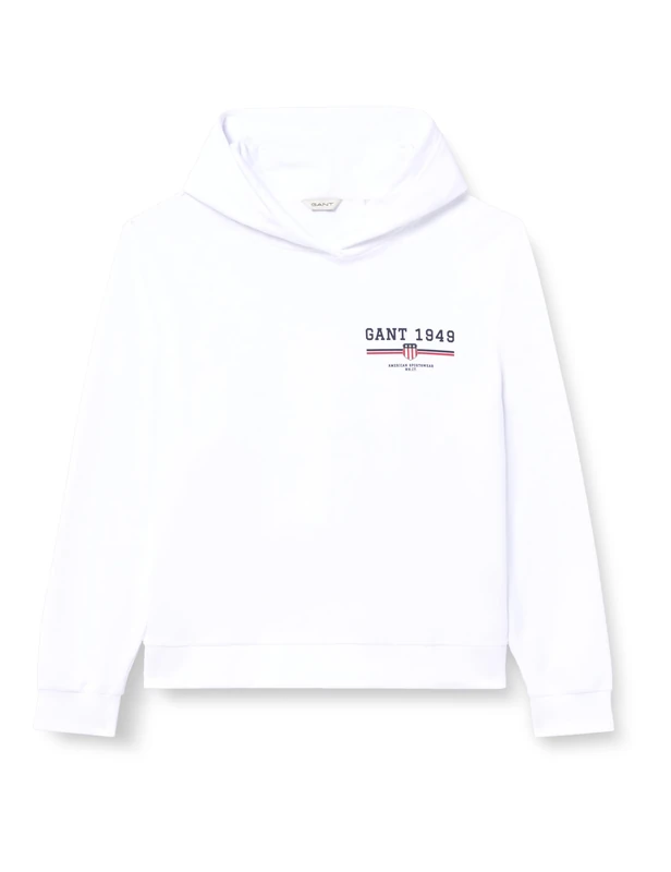 GANT Women's Reg Graphic Hoodie Hooded Sweatshirt, White, 3XL