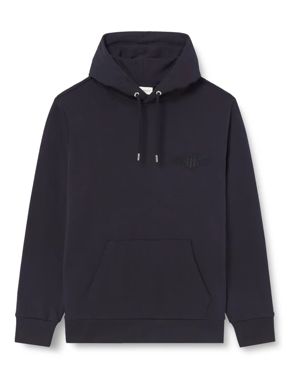 GANT Men's Reg Tonal Shield Hoodie Hooded Sweatshirt, Black, 3XL