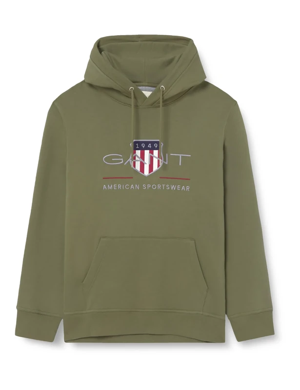 GANT REG Shield Hoodie, Green (moss green), XXL