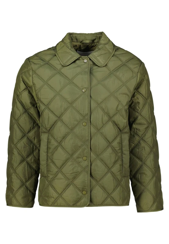 GANT Women's Quilted Jacket with Collar, Green (Moss Green), XS