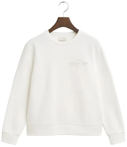 GANT Women's Reg Tonal Shield C-Neck Sweat Sweatshirt, Eggshell, 3XL