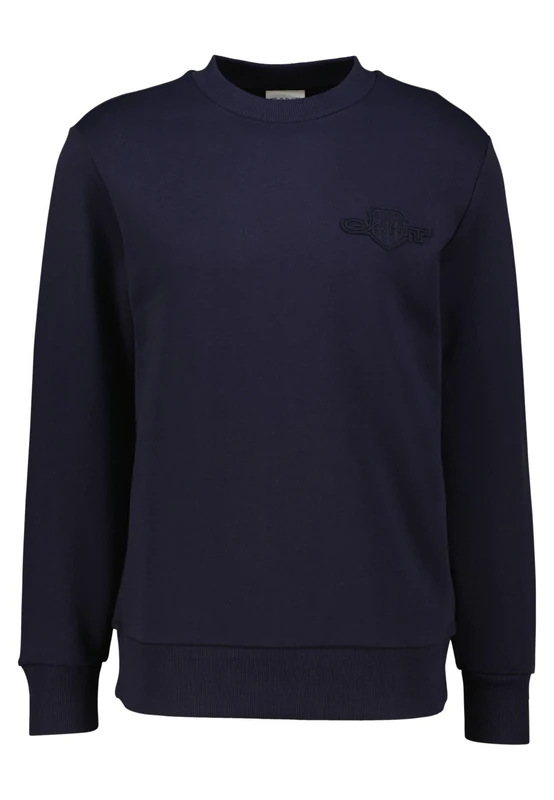 GANT Men's Reg Tonal Shield C-Neck Sweat Sweatshirt, Evening Blue, 3XL