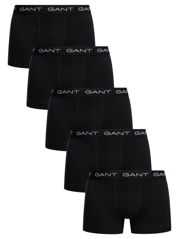 GANT Men's 5 Pack Trunks, Black, L