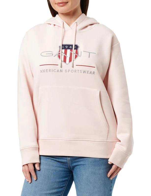 GANT Women's Archive Shield Hoodie, salmon, M